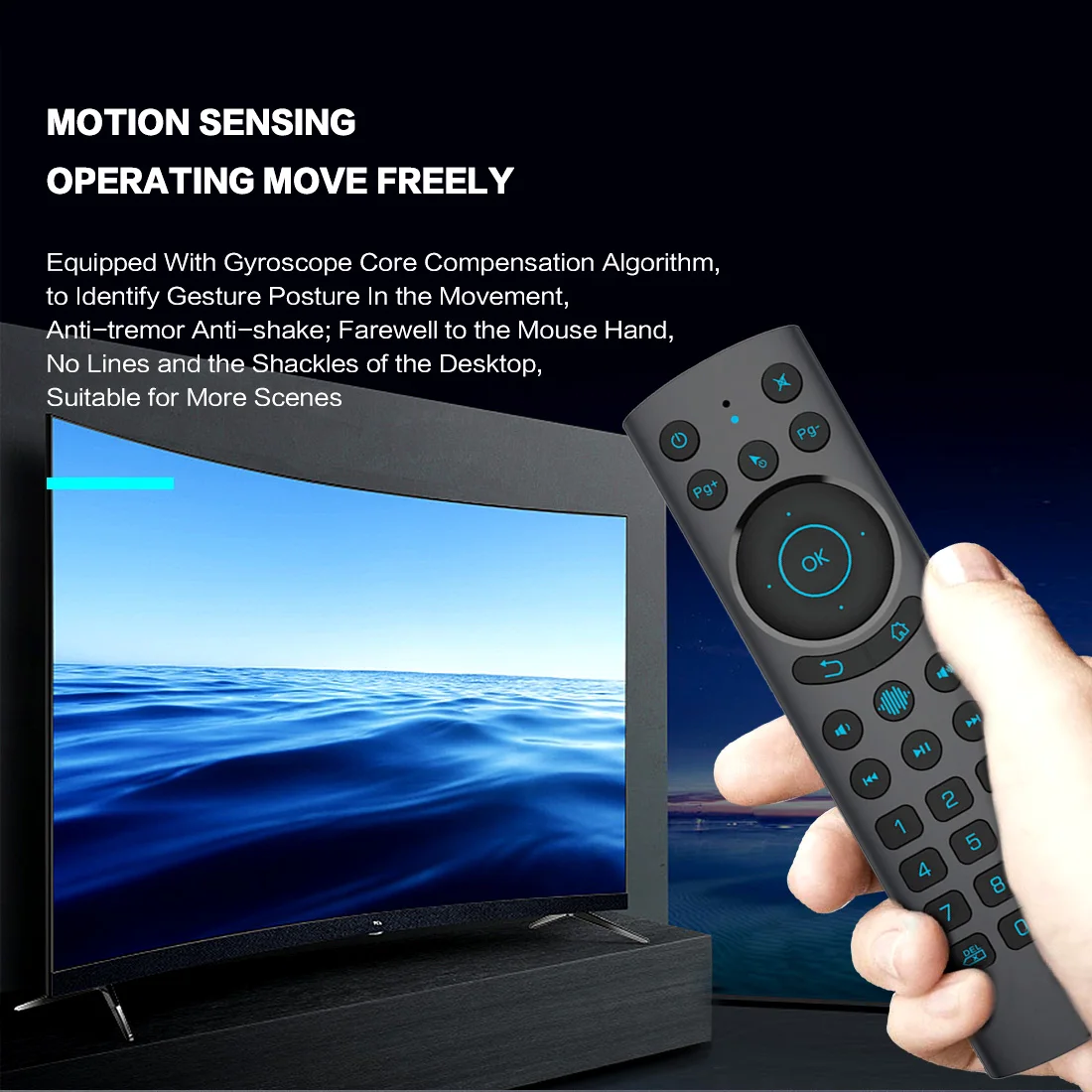 G20S Pro BT Voice Air Mouse Backlit Buttons Gyro Motion Sensing Dual 2.4G BT5.0 Wireless Remote Controller