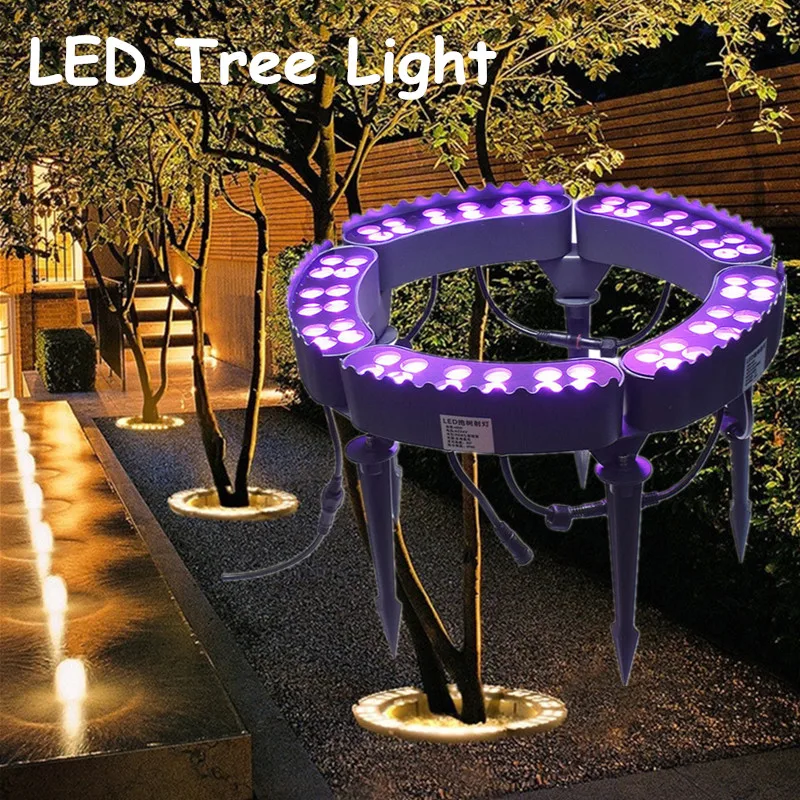 

Tree Lights Waterproof Colorful Plug-in Ground Shot Tree Light Outdoor Hoop Tree Spotlight Warm Light Ring Hugging Column Lights