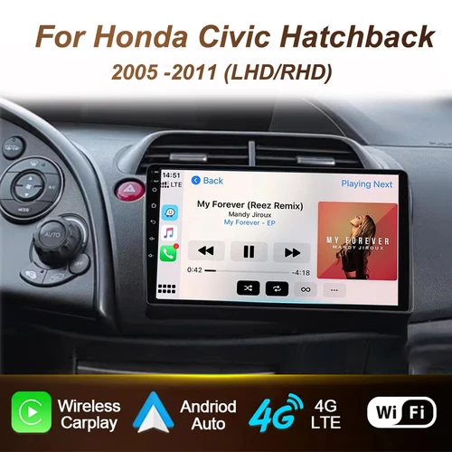 Android para Honda Civic Hatchback 2006-2011 Radio de coche Carplay Android Auto Player Multimedia 4G WIFI navegación GPS 2Din estéreo