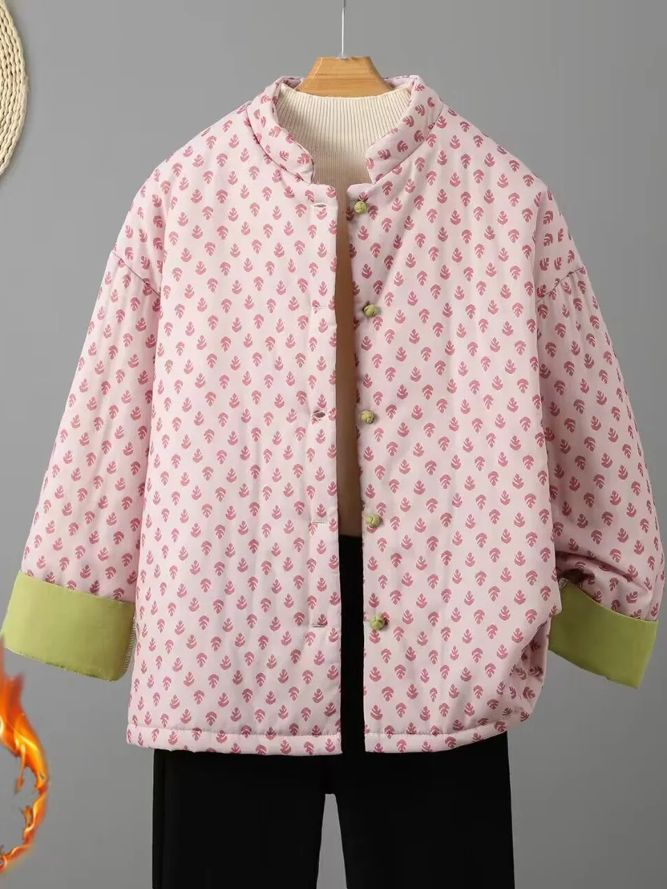 

Шикарный хлопковый джат с цветочным принтом и воротником-стойкой, женская домашняя одежда, зимняя новинка, китайский Sle Zen, на пуговицах, Thiened Long Sl...