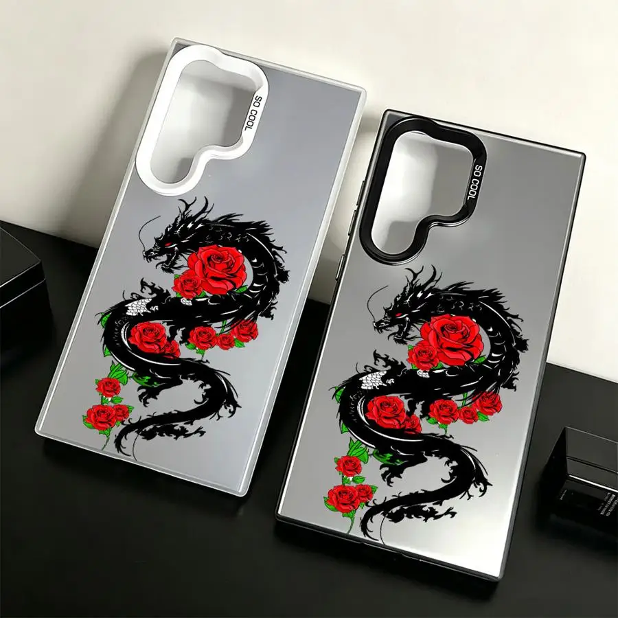 Rose Black Dragon Case for Samsung Galaxy S26 S21 S20 Plus Note 20 Ultra S23 Ultra S22 S25 Edge S23 S24 FE Phone Cover