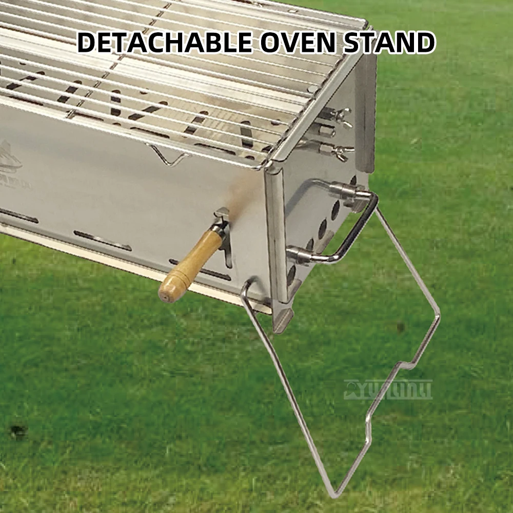 Portable 23-Hole Automatic Rotating BBQ Grill Stainless Steel Outdoor Camping Kitchenware with Non-Slip Feet