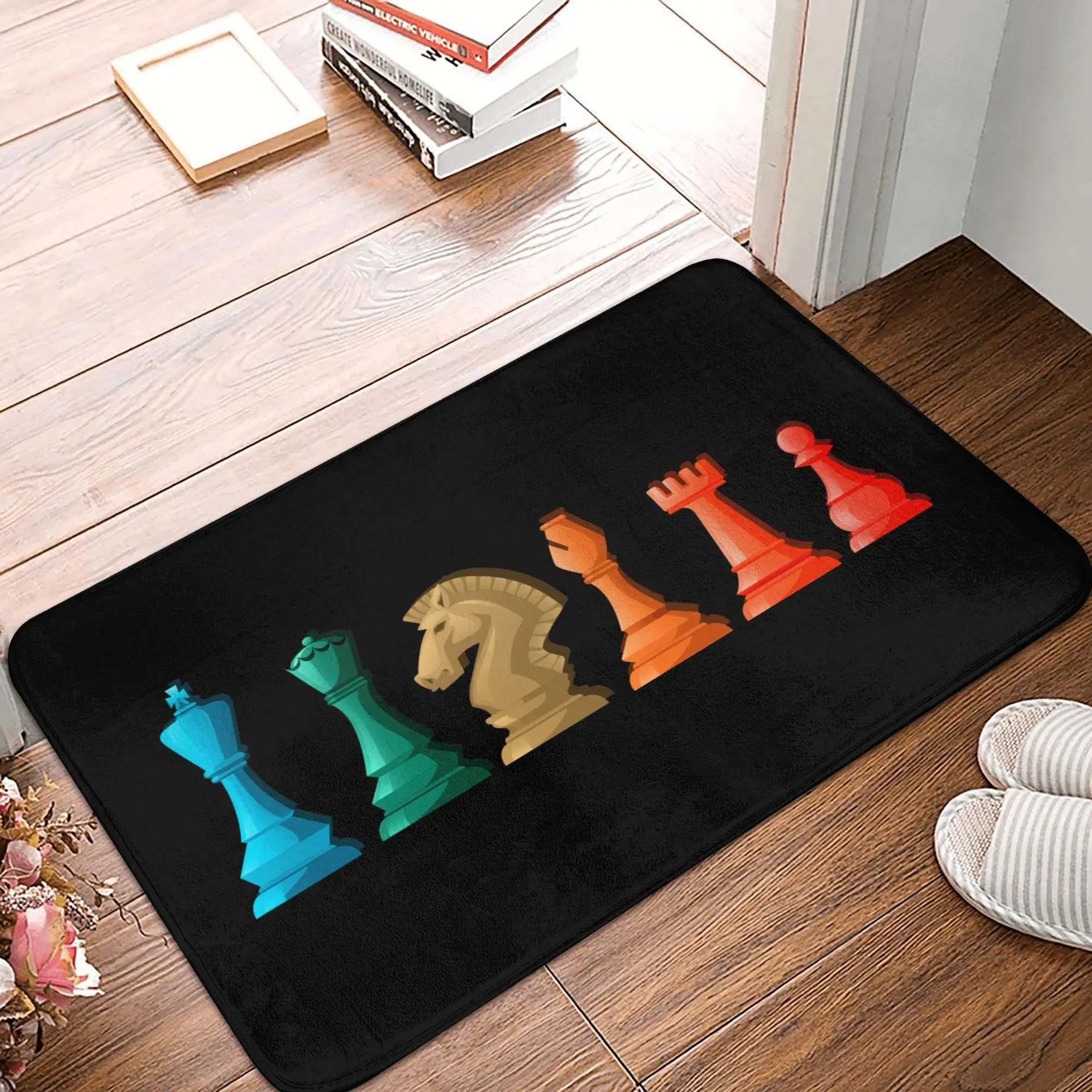 Retro Chessmen Chess Floor Door Kitchen Bath Mat Anti-Slip Outdoor Board Game Doormat Toilet Entrance Carpet Rug
