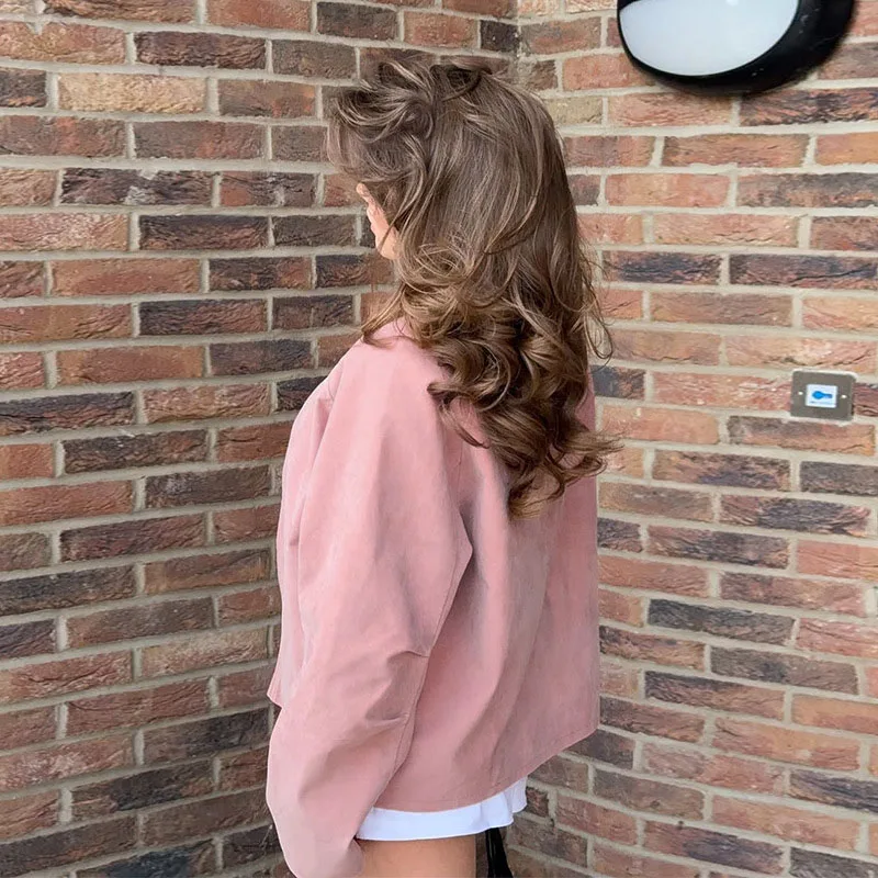 

Elegant Velvet Casual Outerwear for Women Fashion Stand Collar Long Sleeve Jacket Autumn New Lady Loose Zipper Commuting Coat