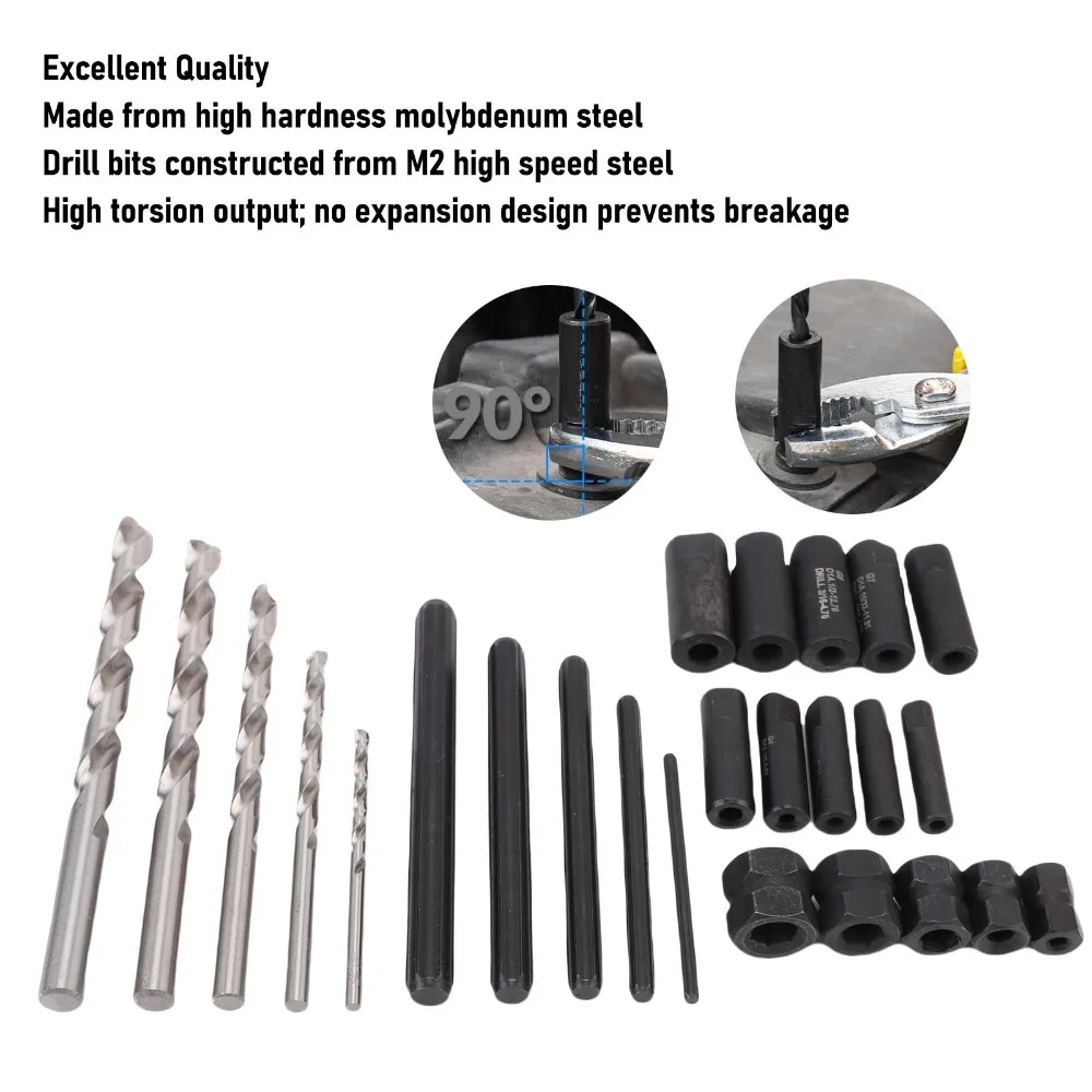 25PCS New Red Plastic Storage Case Screw Extractor Set Heavy Duty Universal Bolt Extractor Screw Extractor Bit Set Auto Repair
