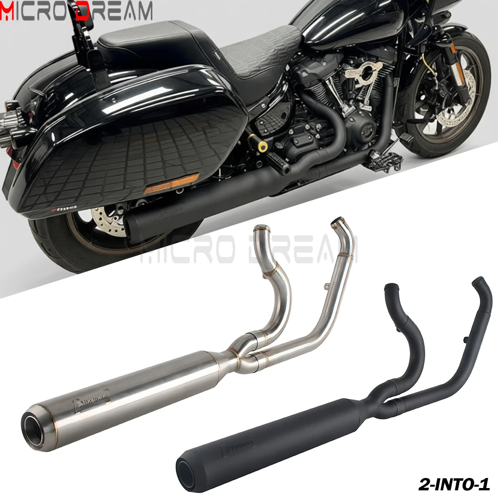 

2-Into-1 Full Complete Exhaust System Swept-up Muffler Pipes For Harley M8 Softail Low Rider ST FXLRST EI Diablo FXRST 2022-2024