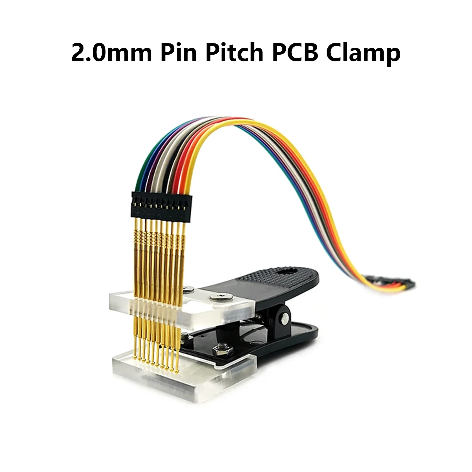 

2.0mm Pin Pitch PCB Clamp Fixture Gold-plated Pogo Pins 3P 4P 5P 6P 7P 8P 9P 10P Probe Clip Tool PCB Program Download Debug