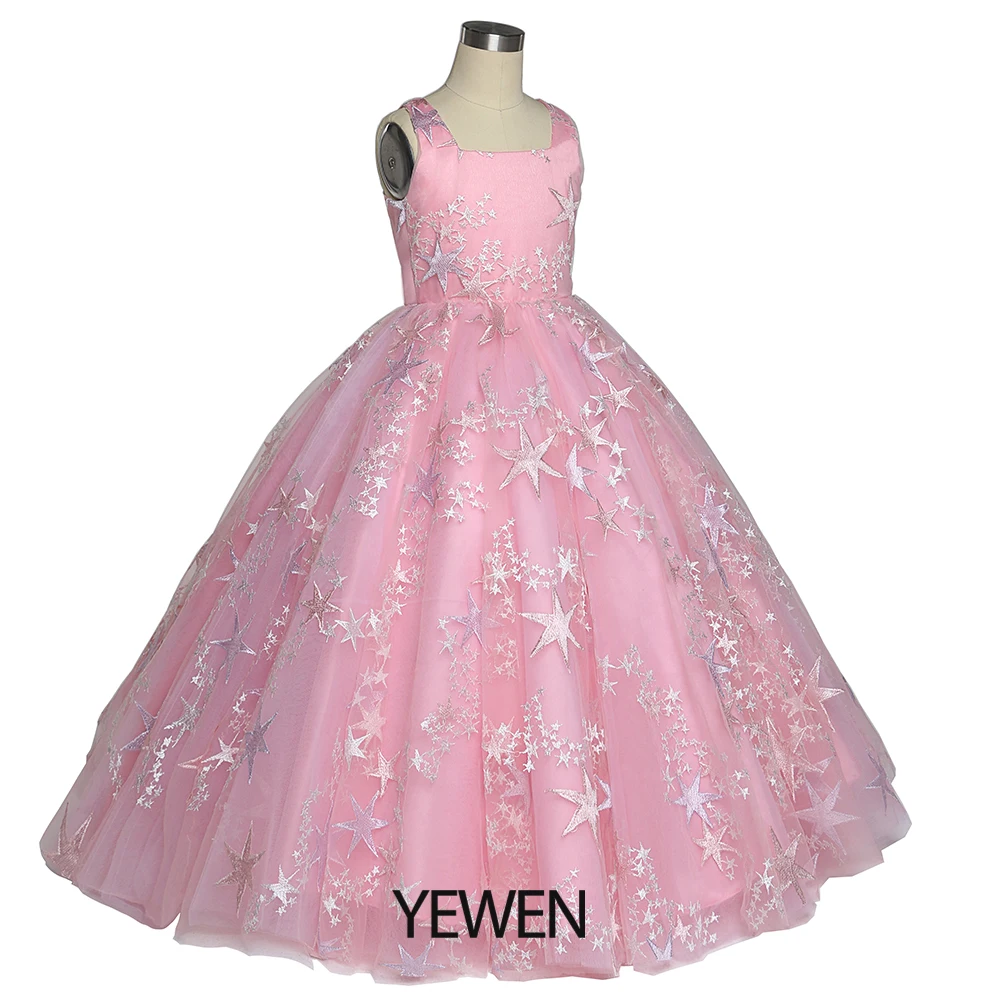 Pink Tulle Princess Girls Party Dresses for Weddings Birthday Children Photo Shoot Dress Baby Shower Gowns YEWEN YW211231