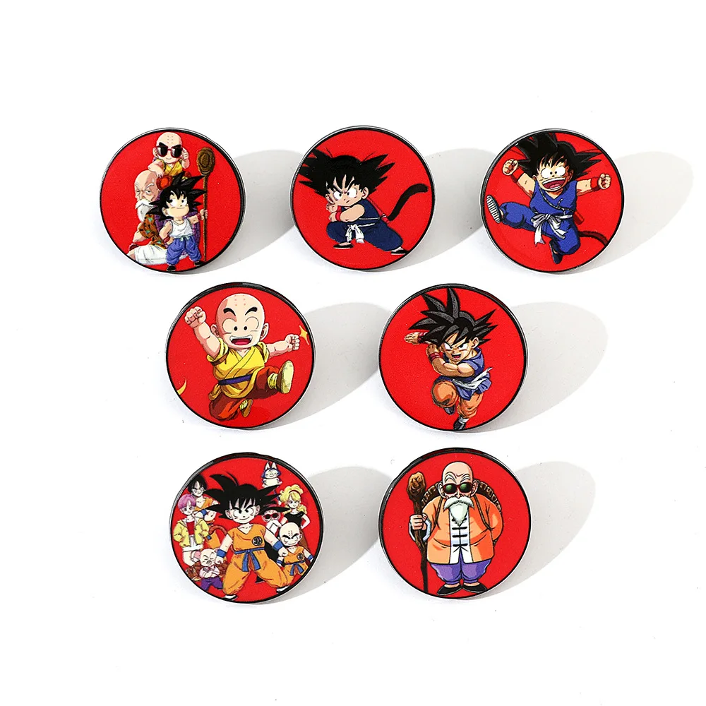 

1 Set Japanese Cartoon Anime Dragon Ball Metal Badge Creative Personality Goku Alloy Printing Brooch Chest Badge Accessory