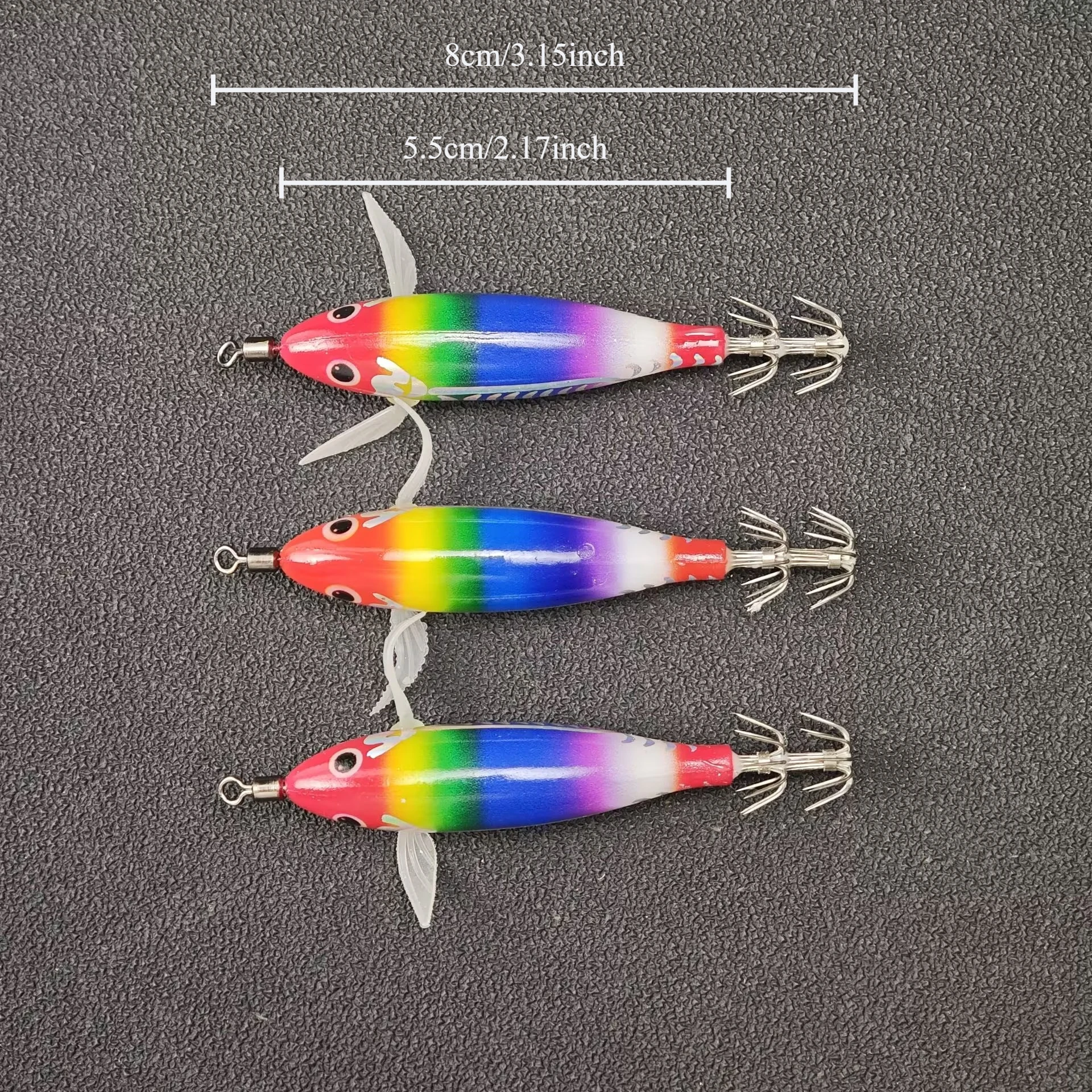 24 Stück/Set Leuchtender Tintenfisch-Jig 8cm/5,7g Garnelen-Angelköder mit Haken Meeresfischerei-Zubehör Künstlicher Köder Oktopus-Köder – Detail 1