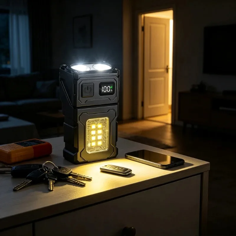 COB Flashlight Usb Charged Dual Light Source Ajustable-angle Portable Tail Multiple Modes Multifunctional Lamp Magnet New