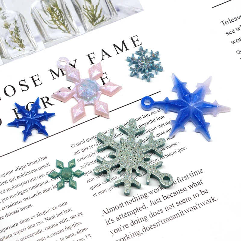 New Christmas Multi Shapes Snowflake Pendant Silicone Mold Hanging Epoxy Resin Mould For DIY Christmas Tree Decor Jewelry Making