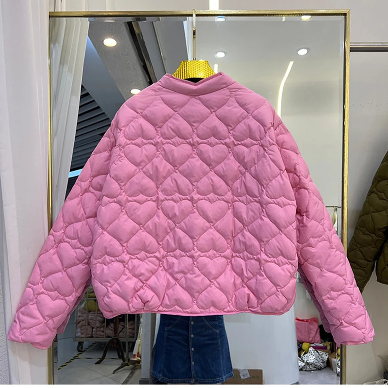 2024 Fashion Lightweight Cotton Padded Jackets Women Autumn Quilted Cotton Coat Warm Winter Pink Ultra Light Down Jacket Parkas