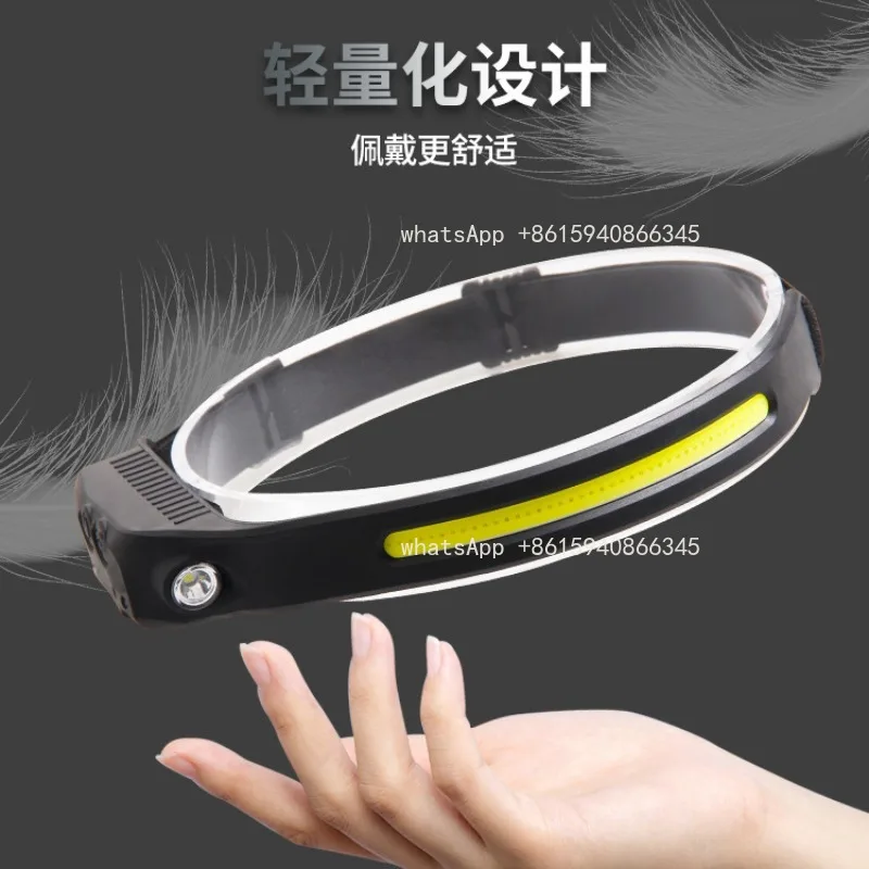 Wave induction COB headlight riding light USB charging night running light strong light headlight silicone