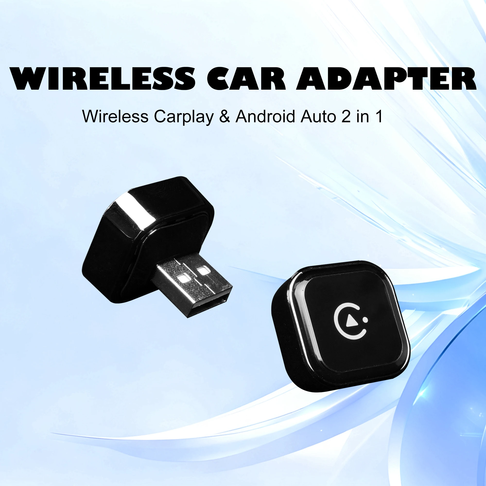 Wireless CarPlay Android Auto Adapter 2 in 1 Mini USB Car Dongle Auto Reconnect for Original Wired CarPlay Vehicles