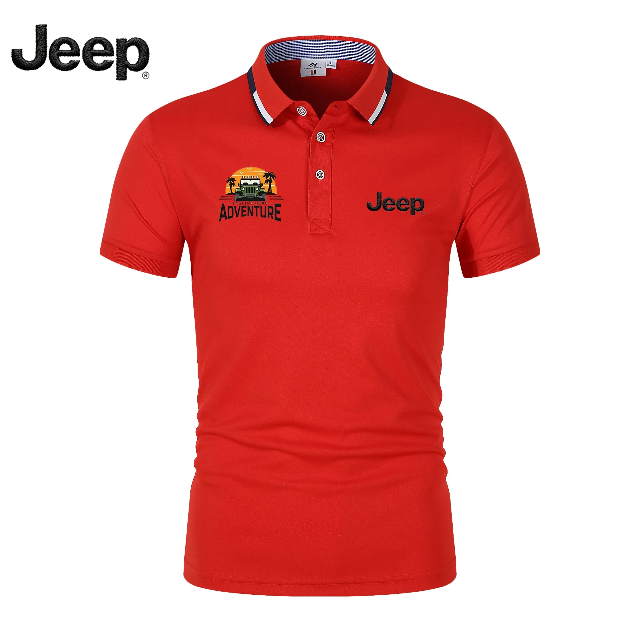 2026 Jeep Summer Men's Polo Shirt, Breathable Casual Short-Sleeve Collared T-Shirt, Business Casual Top