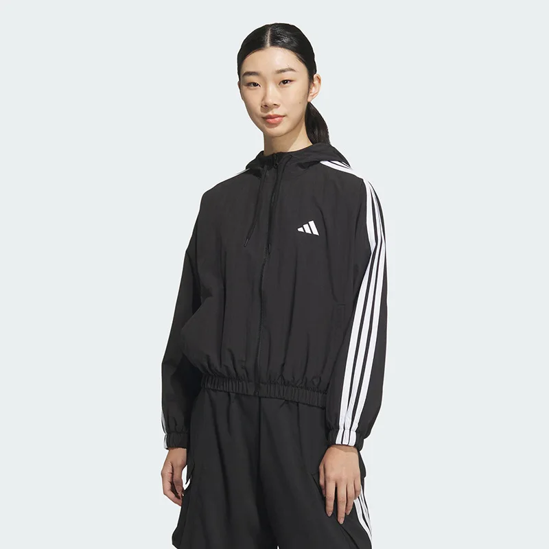 

2026 New Adidas JZ2162 Womens Hooded Jacket With Adjustable Drawstring Hood And Elastic Hem