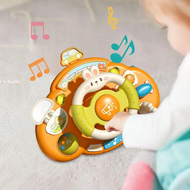 Jouet de volant pour enfants avec lumière et musique, simulation de dessin animé, conduite, jeu de copilote de voiture, jouets pour bébé