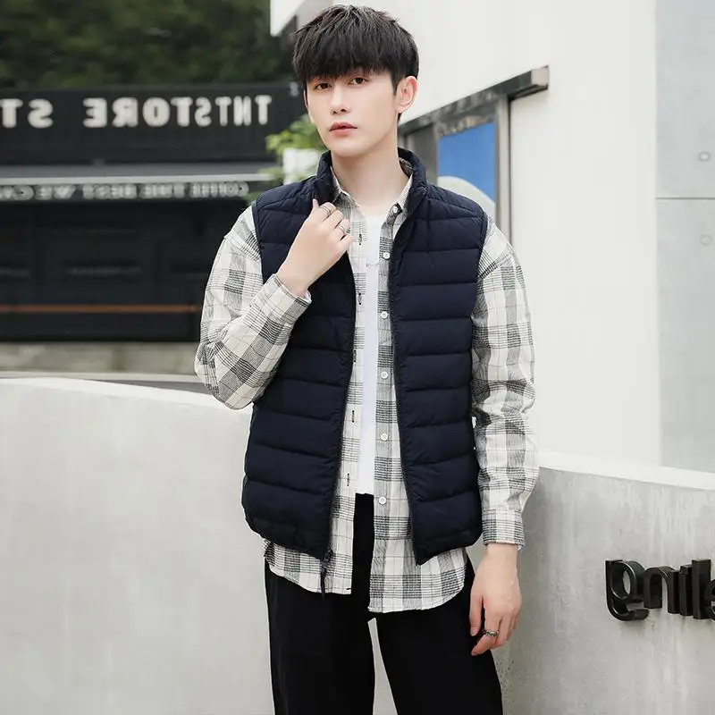 Oversize Down Vest Jacket Autumn Winter Men Ultra Light White Duck Down Tank Coat Male Short Sleeveless Warm Waistcoat Outwears