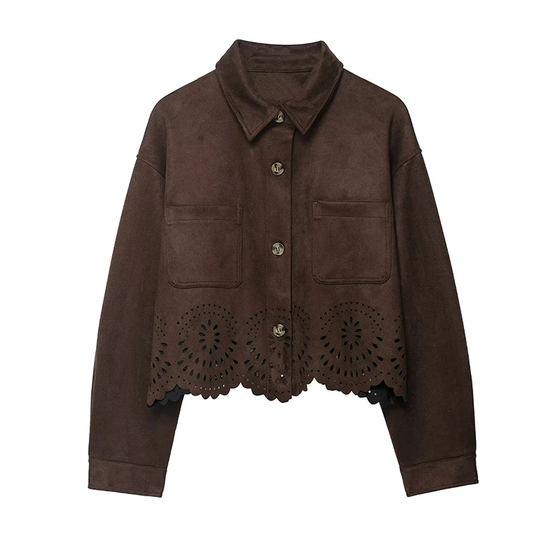 

Женские короткие куртки, пальто, осень 2024, модные открытые украшения, пальто с длинными рукавами, уличная женская верхняя одежда, шикарные топы