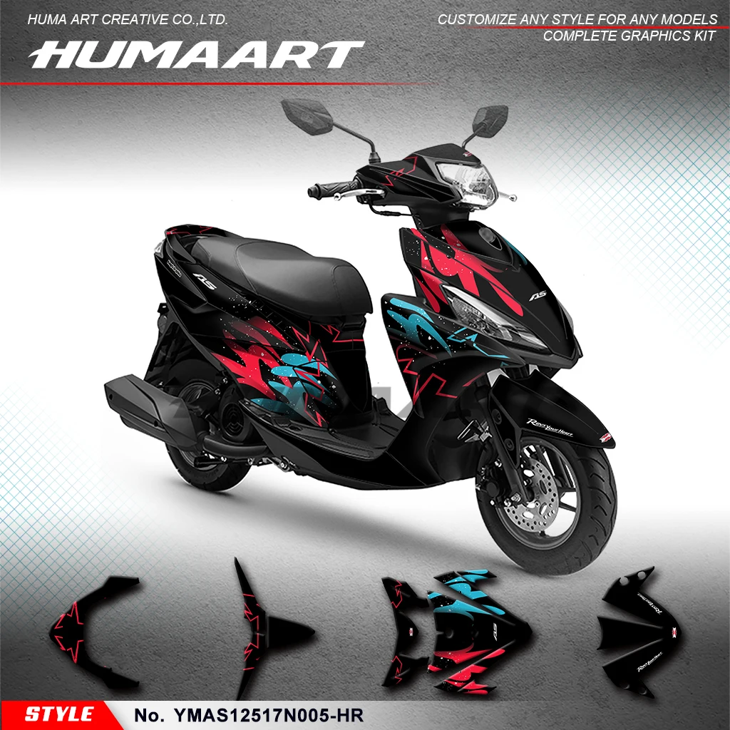 

HUMAART Racing Sticker for Yamaha AS 125 AS125 DIO Scooter 17 2018 2019 2020 2021 Motorcycle Graphics, Restyle, YMAS12517N005-HR