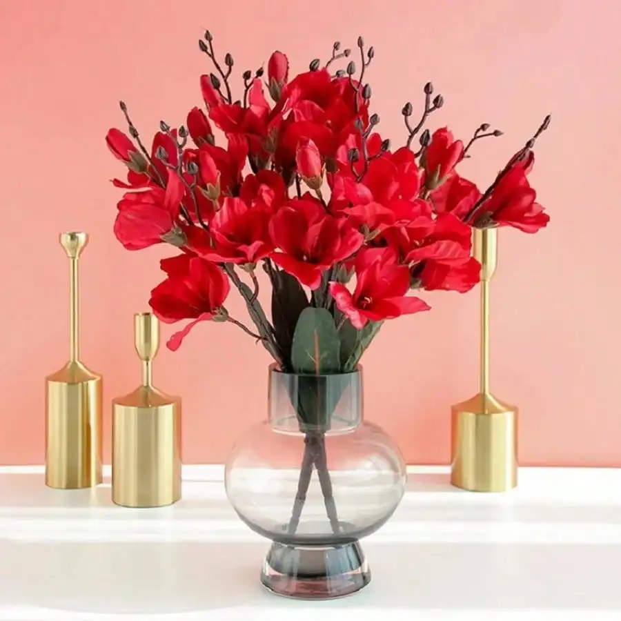 5 Gabeln 20 Köpfe Künstliche Blumen Herbst Magnolia Home Decor Blumendekoration Gefälschte Weihnachten Hochzeit Zubehör Home Decor – Detail 3