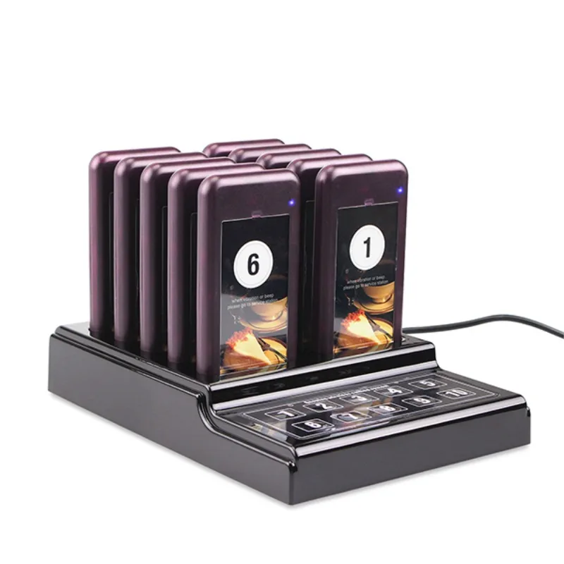 Slender shape 10 pager wireless mini pager call system for restaurants