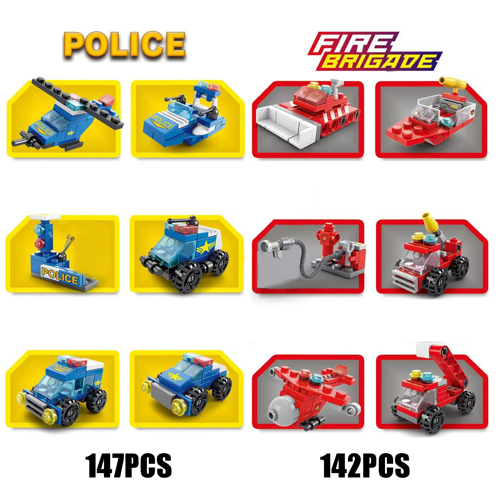Zestaw klocków konstrukcyjnych 6w1: Inżynieria miejska, siły marynarskie, policja, straż pożarna, klocki edukacyjne, prezent dla dzieci