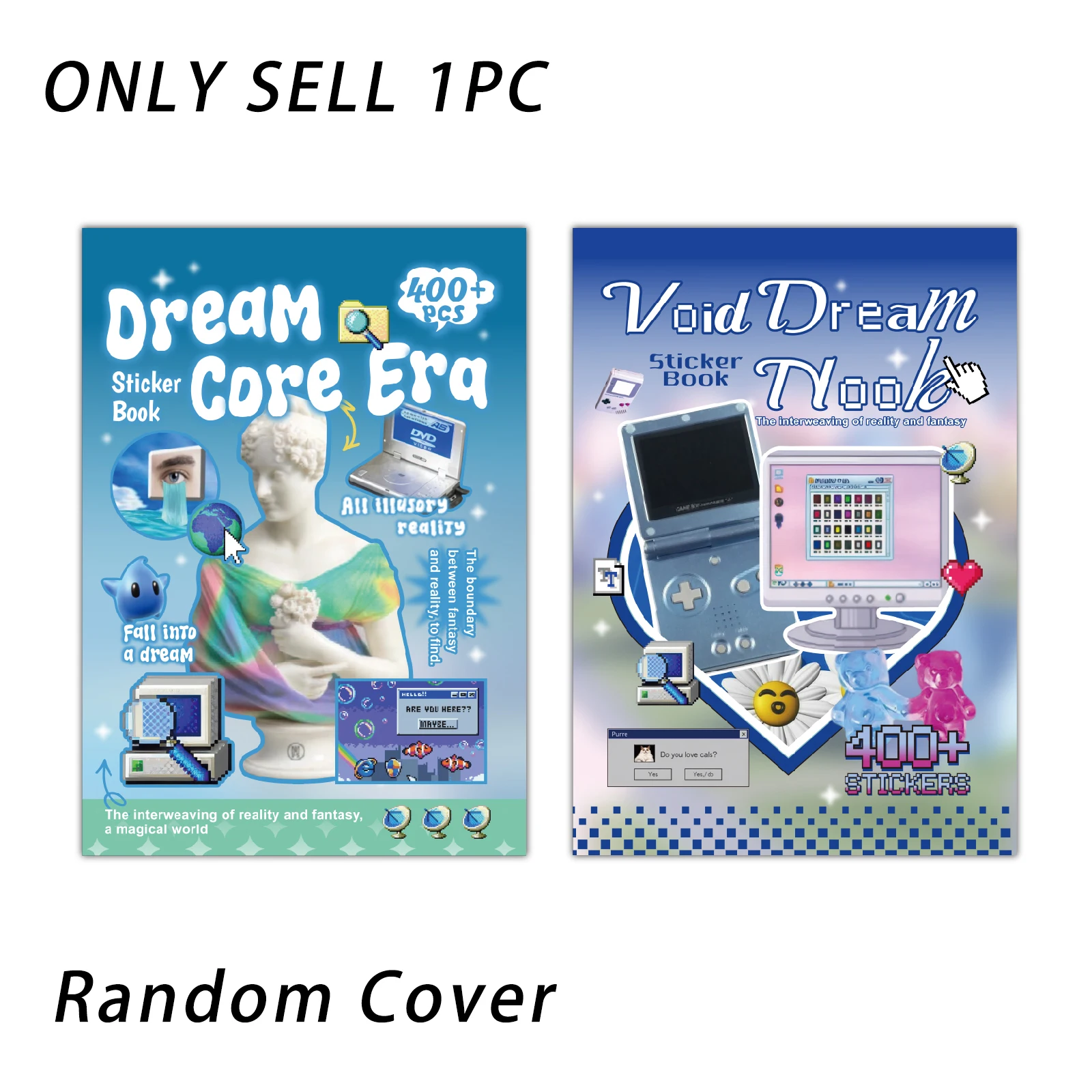 Zufällige Auswahl: 400+ japanische Dream Core Sticker-Bücher, Scrapbook-Aufkleber für Journaling, Junk Journal Zubehör, DIY-Bastelbedarf