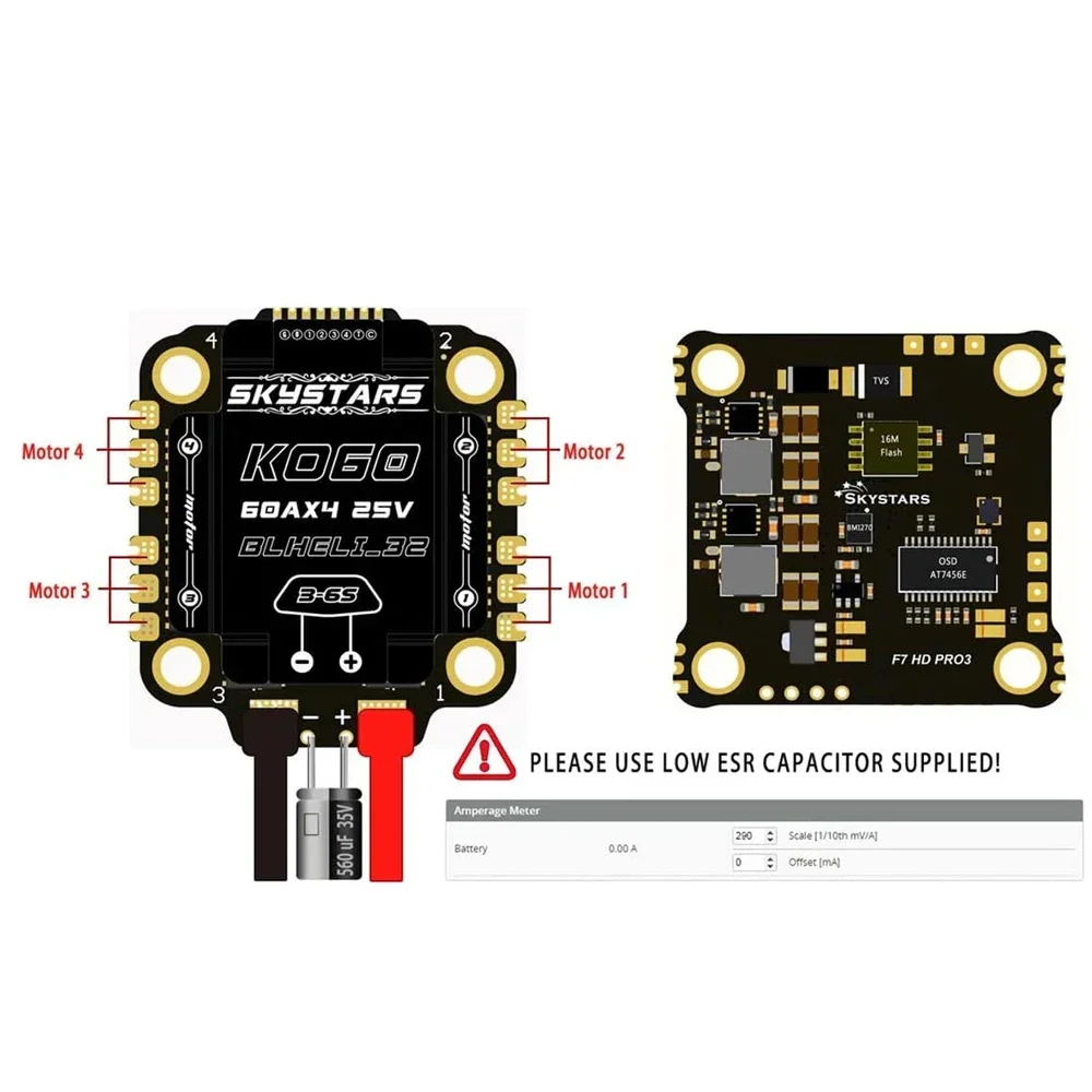 Skystars F7 F722HD PRO4 kontroler lotu OSD 45A/60A 128K Blheli_32 3-6S ESC Stack 30.5mm FPV Racing Drone Quadcopt