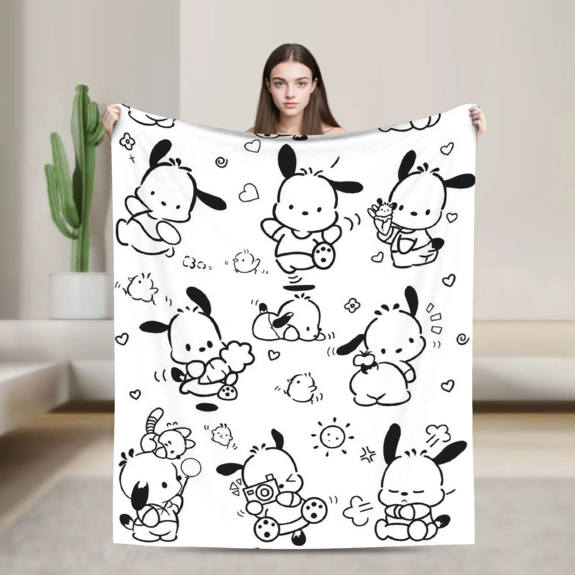 

Одеяло с героями мультфильмов Pochacco, кавайные фланелевые одеяла для собак, летние портативные ультра-мягкие теплые покрывала с кондиционером