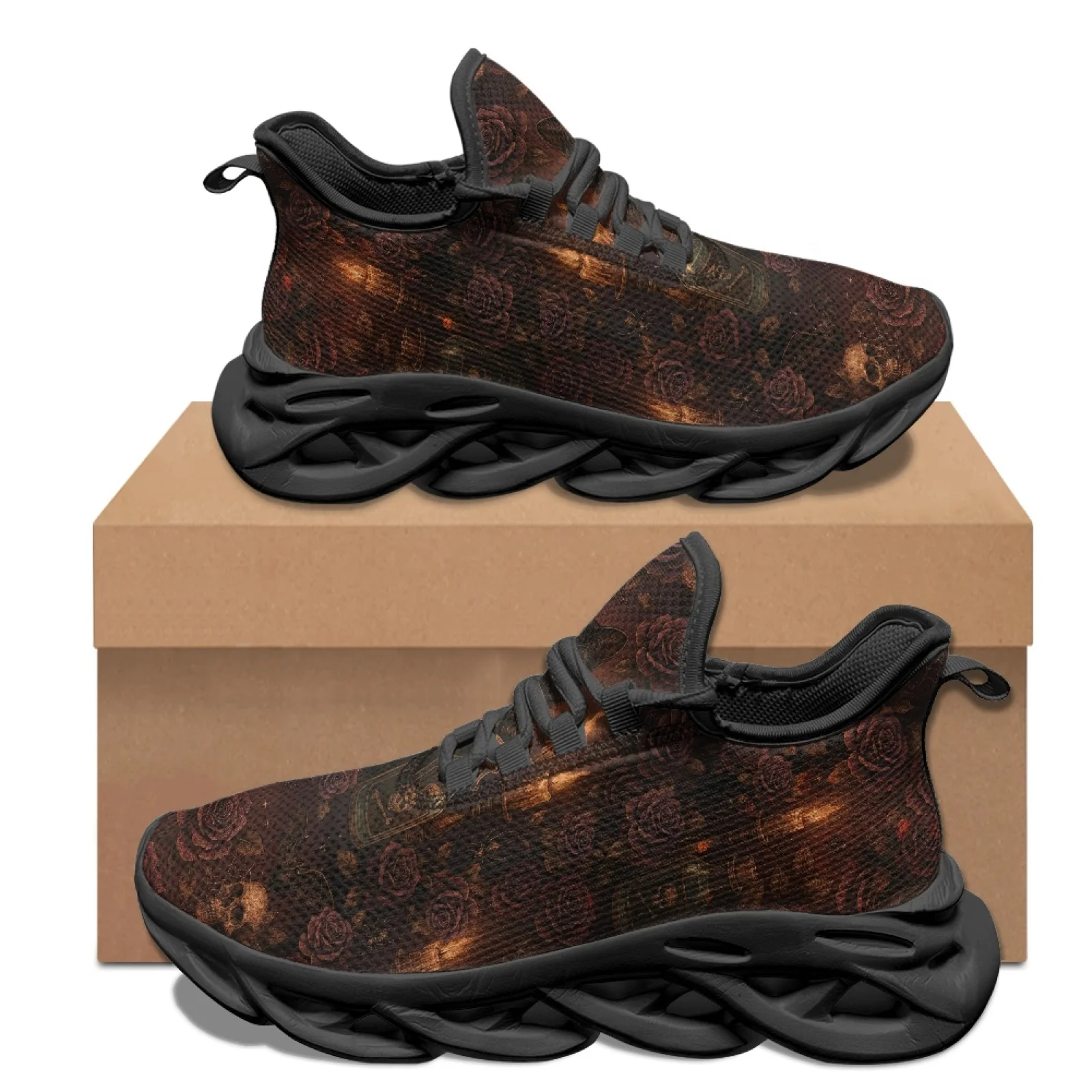 PENSTROLL PENSTROLL Black Cat Skull Rose Athletic Sneakers Mens Running Shoes for Indoor New Arrival All Season Student