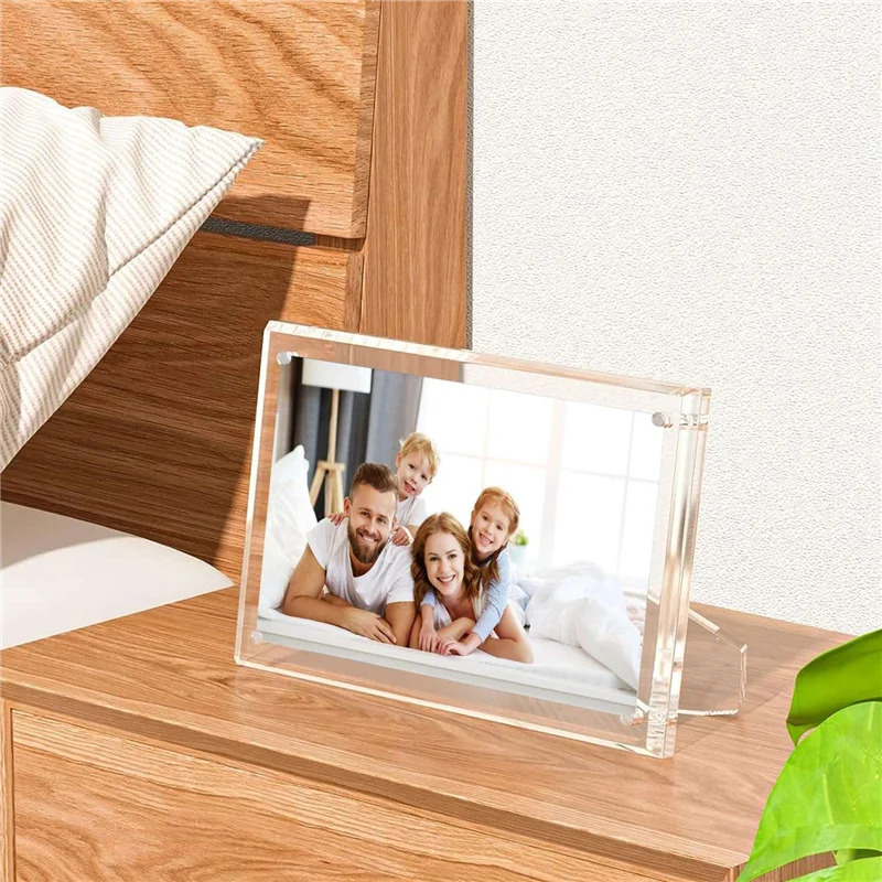 【Best Selling】2 Packs 5X7 Inch Acrylic Picture Frames With Stand Frameless Tabletop Picture Frame Clear Frame