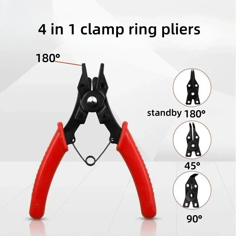 4-In-1 Circlip Pliers Set Snap Ring Pliers Multi Crimp Removable Plier Head Retaining Circlip Pliers Hand Tools Multifunctional