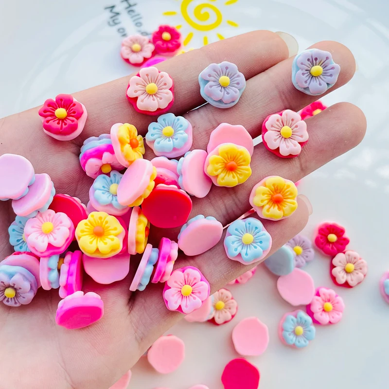 

30 Pcs New Mini Cute Kawaii Mixed Color Floret Flat Resin Cabochon Scrapbook DIY Hairpin Embellishments Charm Accessories L93