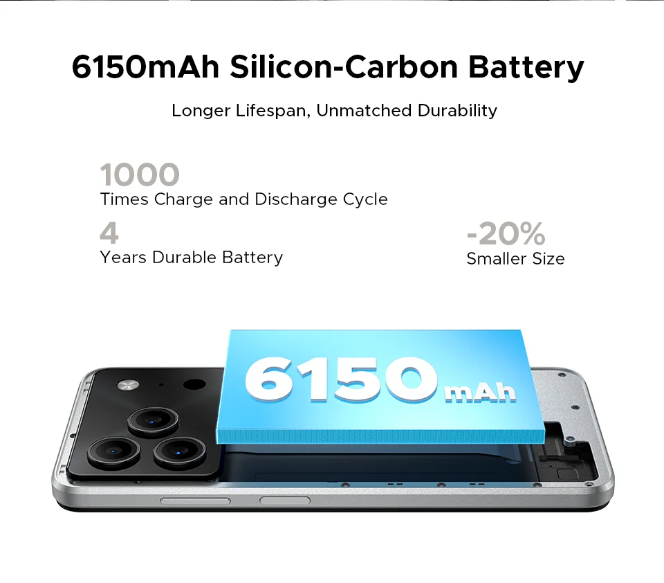 Global Version DOOGEE Note 56 Smartphone Android 16 6150mAh Large Battery 6.56'' 90Hz Display 24GB 64GB Mobile Phone