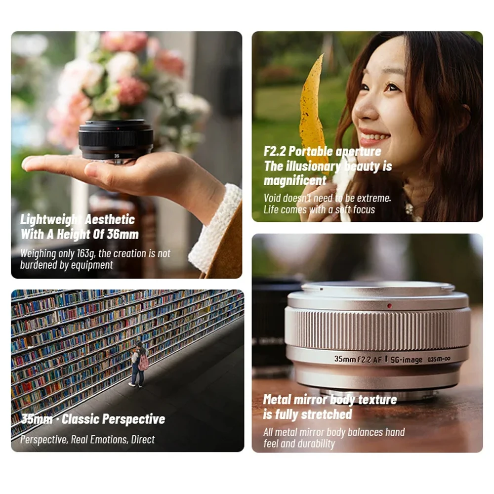 SGimage AF 35mm F2.2 Full Frame Wide Angle Large Aperture Auto Focus Camera Lens Compatible with Sony A7M3 Nikon Z5II Simga FP