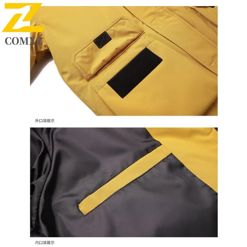 COMXZ 2025 Men Women Fleece Lined Winter Puffer Jacket fashion street Windproof Waterproof Thickened Outdoor Sport Tactics Coat