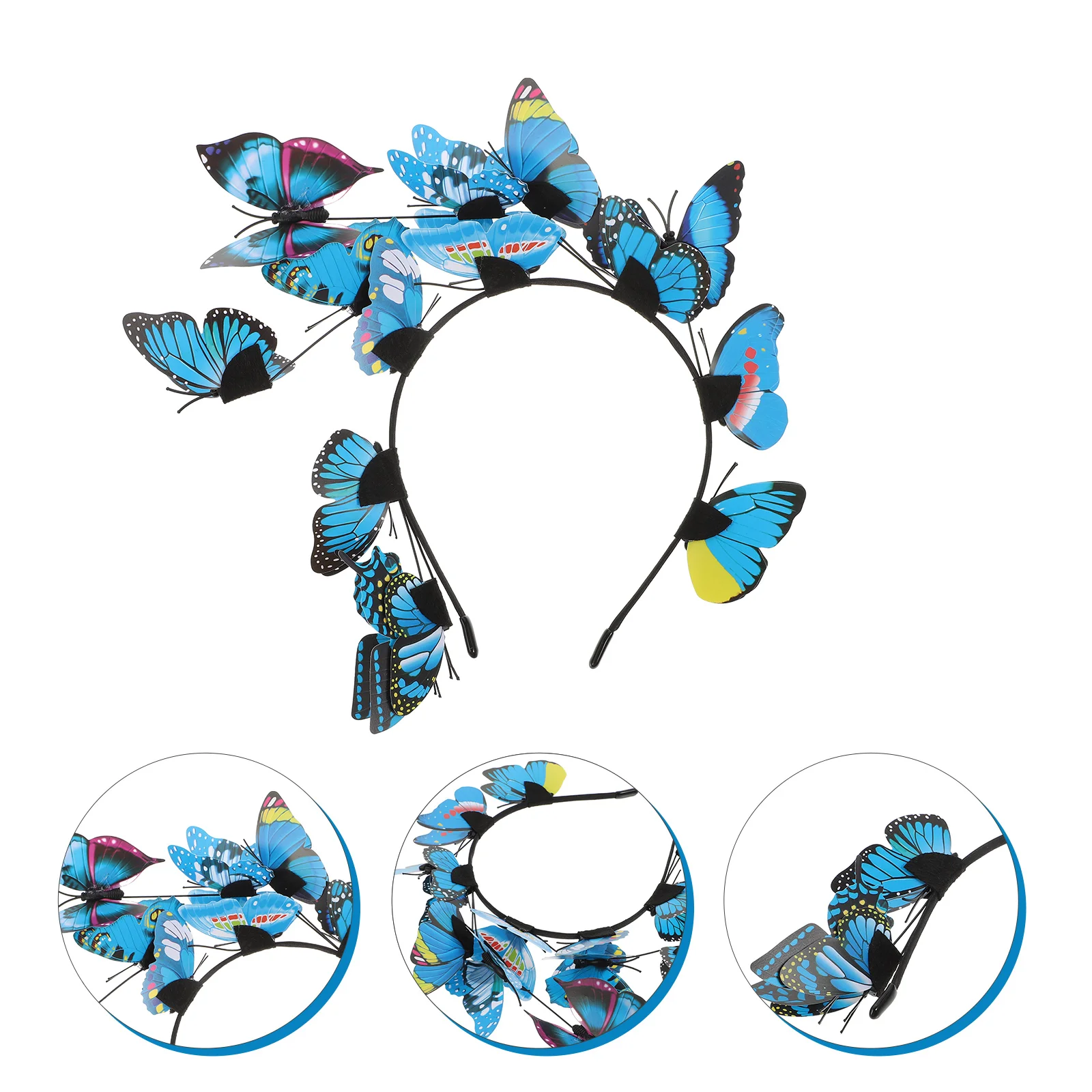Christmas Butterfly Headband Decor Hairband Imitation Butterflies Delicate Headdress Blue Girl Headdresses Miss