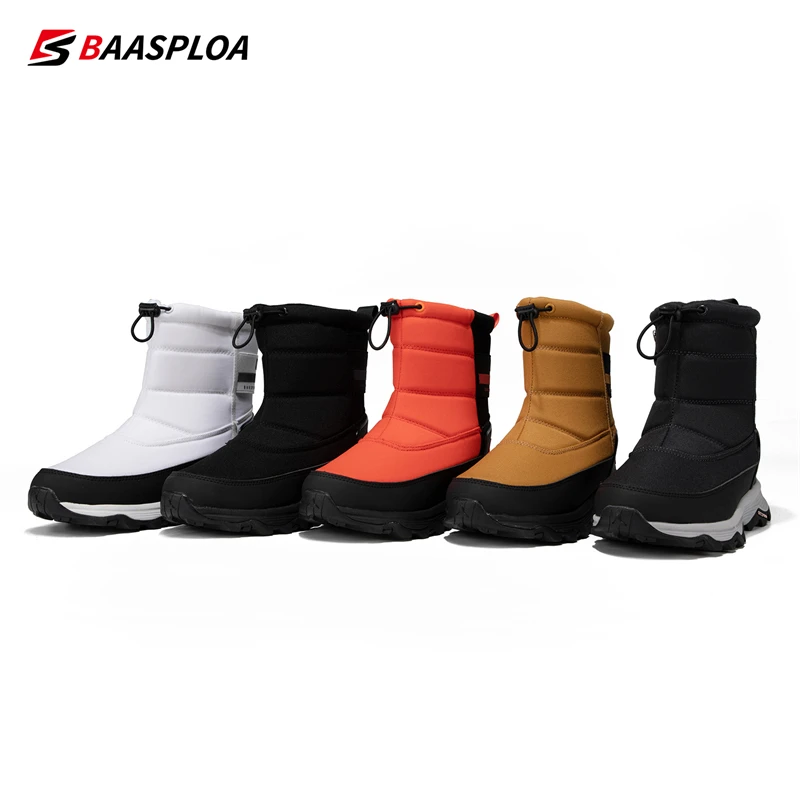 Baasploa Women Winter Shoes Waterproof Warm Sneakers Non-Slip Men Walking Hiking Shoes Non-Slip Wear-Resistant White Boots 2022