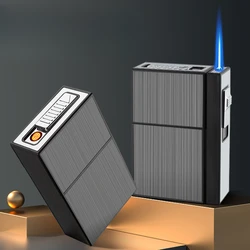 USB+butane Gas Cigarette Case Lighter, Creative Portable Lighter Cigarette Case, Moisture-proof, Can Hold 20 Cigarettes