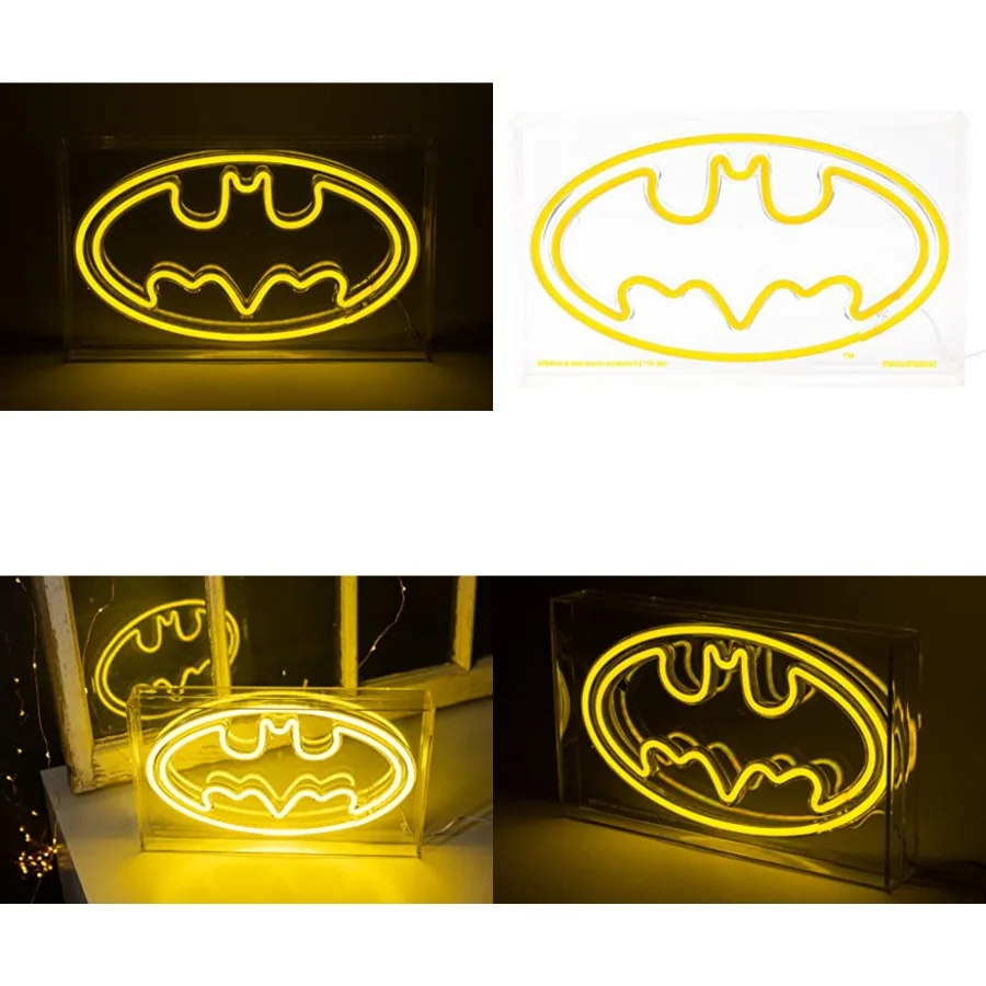 DC Comics Batman Logo Symbol USB Powered Neon Light Box, 12 x 7 Inches