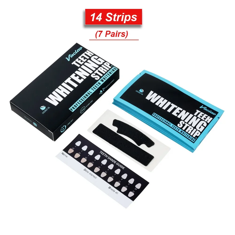 28/14Pcs 3D Teeth Whitening Strips Activated Charcoal Tooth Bleaching Stain Removal Dental Veneers Coconut Oil Oral Hygiene Kit