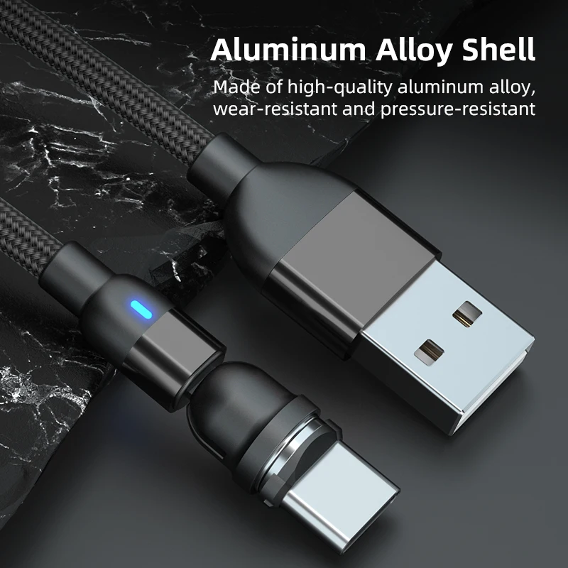 Magnetic Cable USB Type C Cable 2.4A 540 Rotate Micro Charger 1M 2M Mobile Phone Charging Cable For Samsung Xiaomi Redmi