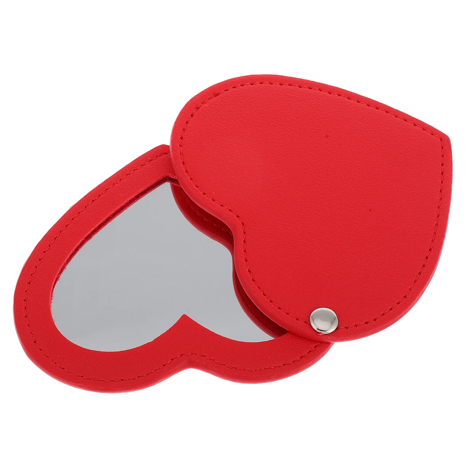 Mini Heart Compact Makeup Mirror PU Cover Portable Portable Pocket Mirror for Travel Camping Daily Use