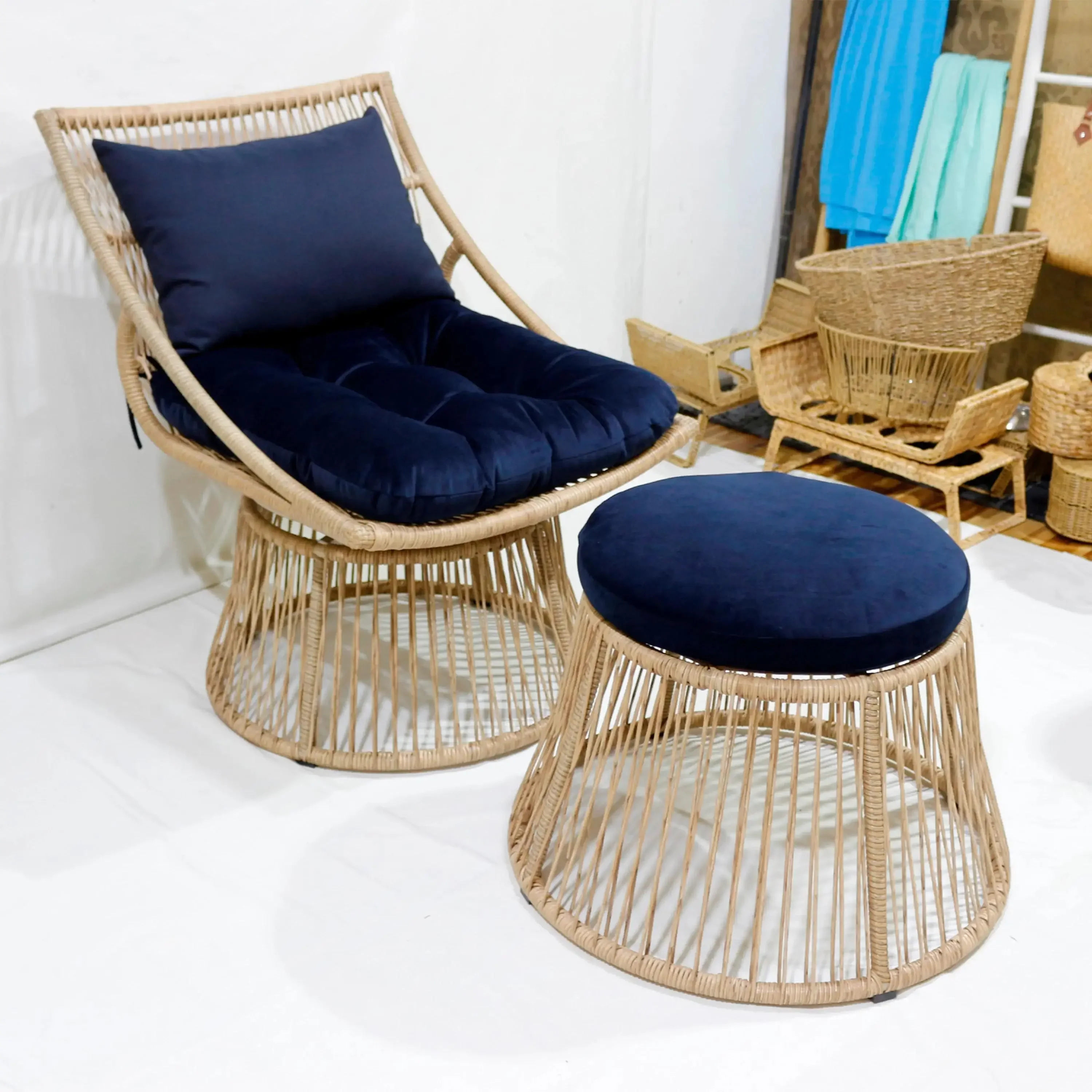 Comehome-Contemporary Garden Swing Chair With Stand And Cushions For Stylish Outdoor Comfort