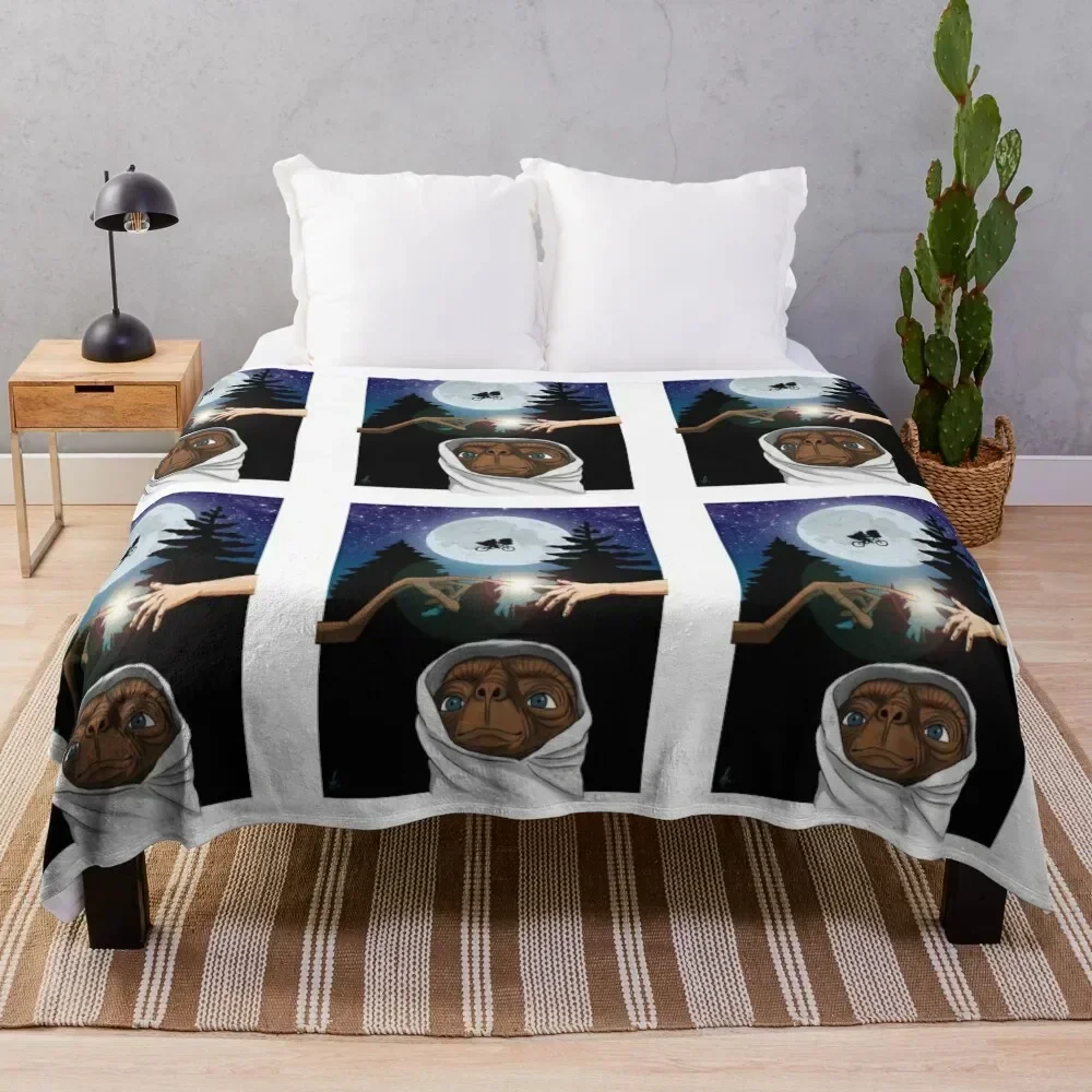 

80s Movie Phone Home Throw Blanket anime Flannels Blankets