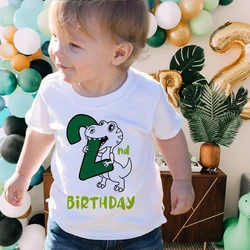 Dinosaur Birthday Shirt 1 2 3 4 5 6 Birthday T-Shirt Wild Tee Boys T Shirt Dino Theme Party Clothes Kid Gift Fashion Tops Tshirt