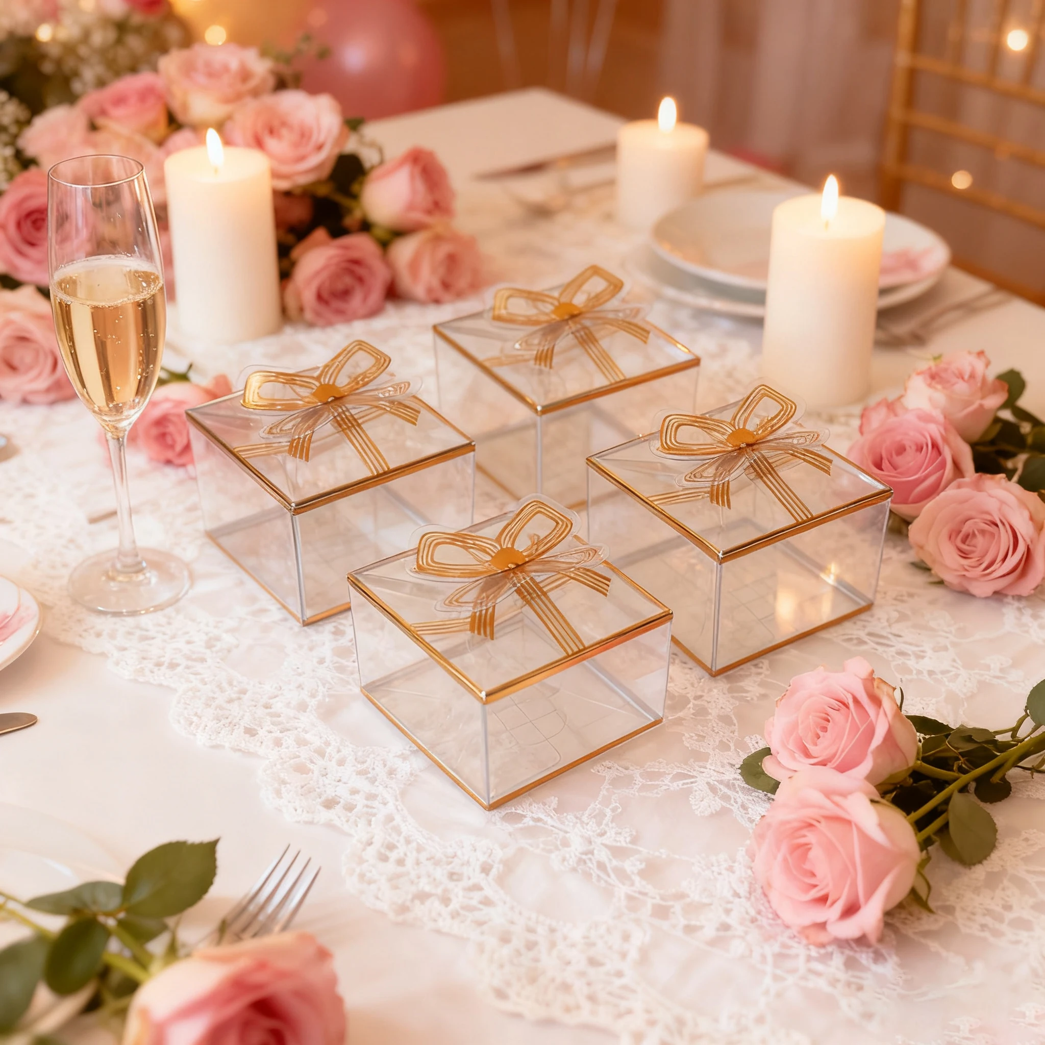 

10 Gold-stamped Bow Gift Boxes, Elegant Bow Party Gift Boxes Suitable For Party, Wedding, And Birthday Party Decorations.