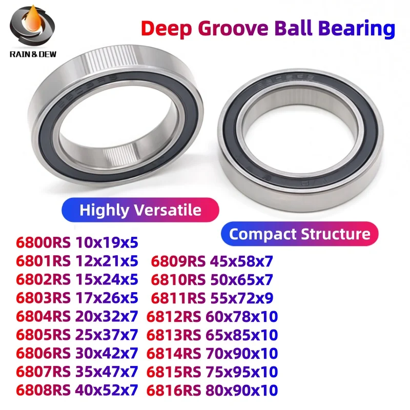 1PCS Rubber Seals Bearing ABEC-7 Metric Thin Section Ball Bearings 6800 6801 6802 6803 6804 6805 6806 6807 6808 6809 6810 6811RS